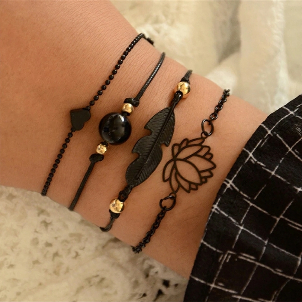 Cool set of black bracelets